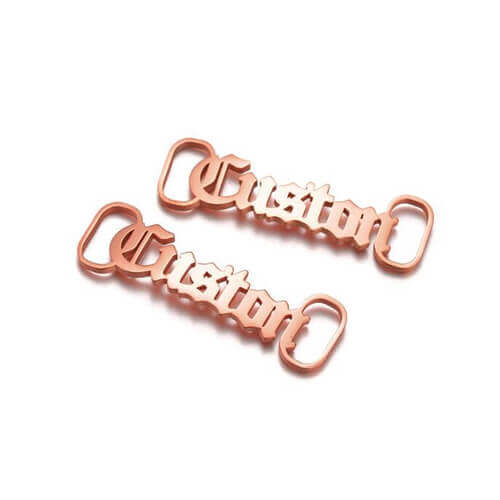 Women's fashion custom logo shoelace plates made to order maker wholesale personalized gold name shoe buckles pin no minimum suppliers and manufacturers